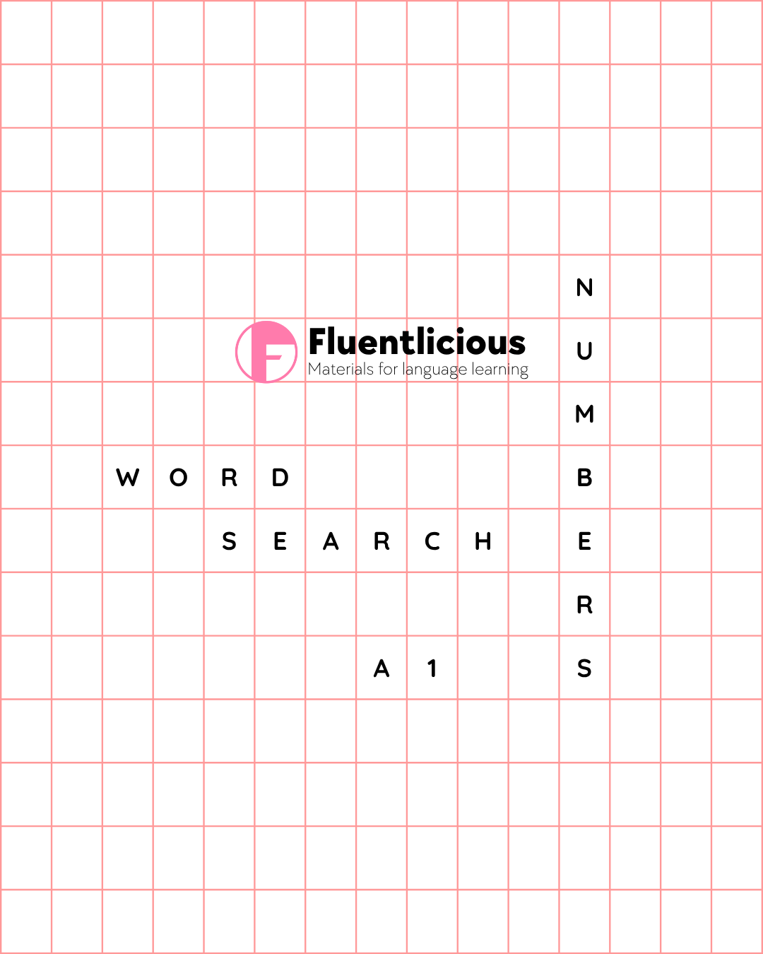 Number-themed word searches for A1 students